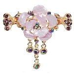 Haargreifer Rose Haarspange Haarkneifer Haarklammer Metall & Strass lila violett gold 4922b